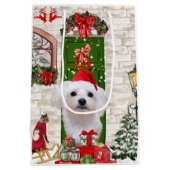 Maltese hond Kerstmis Medium Cadeauzakje (Achterkant)