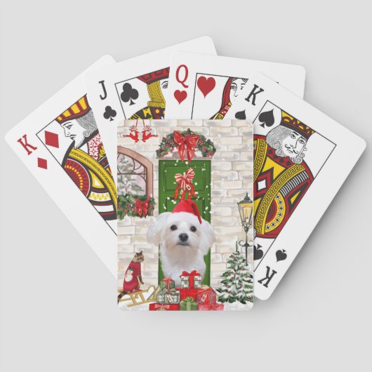Maltese hond Kerstmis Pokerkaarten (Achterkant)