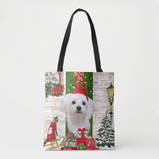 Maltese hond Kerstmis Tote Bag (Voorkant)