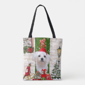 Maltese hond Kerstmis Tote Bag (Achterkant)