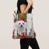 Maltese hond Kerstmis Tote Bag (Dichtbij)
