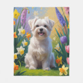 Maltese hond lente bloemen schilderen fleece deken (Voorkant)