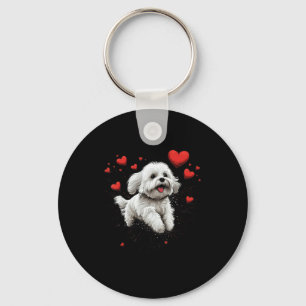 Maltese Hond Liefhart Voor Valentijnsdag Maltese Sleutelhanger