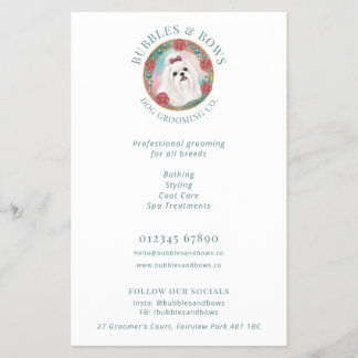 Maltese Hond Logo Verzorgings Salon Flyer