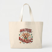Maltese Hond Magic - Kerstmis in Retro jaren 80 St Grote Tote Bag (Voorkant)