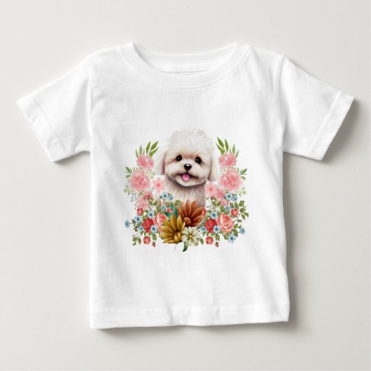 Maltese hond met bloemen, klauwhout (Voorkant)