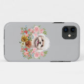Maltese hond met bloemen, klauwhout Case-Mate iPhone case (Achterkant (horizontaal))