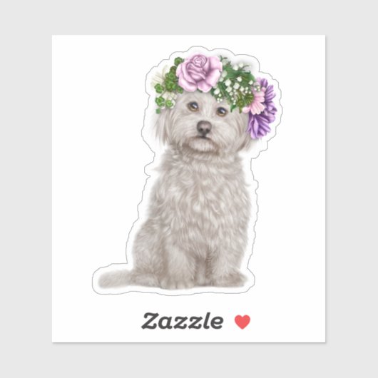 Maltese hond met drijvende poot sticker (Vel)