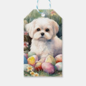 Maltese Hond met Paaseieren Vakantie Cadeaulabel (Voorkant)