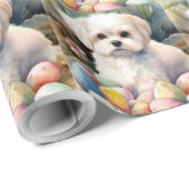Maltese Hond met Paaseieren Vakantie Cadeaupapier (Rol Hoek)