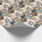 Maltese Hond met Paaseieren Vakantie Cadeaupapier (Hoek)