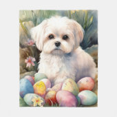 Maltese Hond met Paaseieren Vakantie Fleece Deken (Voorkant)