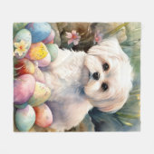Maltese Hond met Paaseieren Vakantie Fleece Deken (Voorkant (Horizontaal))