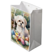 Maltese Hond met Paaseieren Vakantie Medium Cadeauzakje (Voorkant Gekanteld)