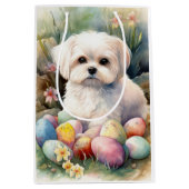 Maltese Hond met Paaseieren Vakantie Medium Cadeauzakje (Voorkant)
