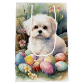 Maltese Hond met Paaseieren Vakantie Medium Cadeauzakje (Achterkant)