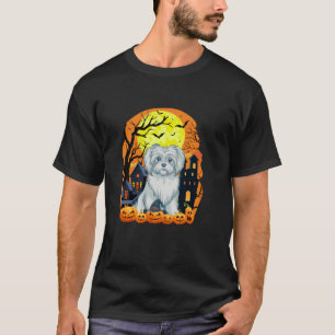 Maltese hond met pompoenen grappige enge Halloween T-shirt