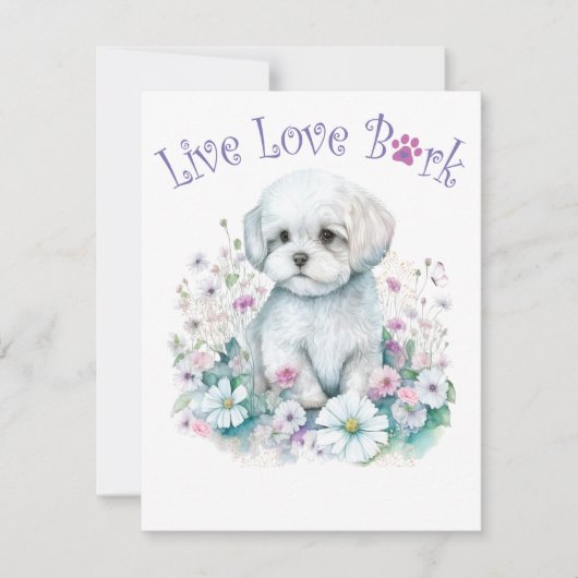 Maltese Hond Moeder Bloem Notitiekaartje (Voorkant)