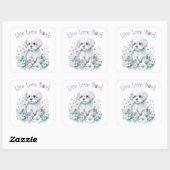 Maltese Hond Moeder Bloem Vierkante Sticker (Vel)