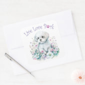 Maltese Hond Moeder Bloem Vierkante Sticker (Envelop)