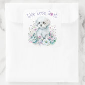 Maltese Hond Moeder Bloem Vierkante Sticker (Tas)