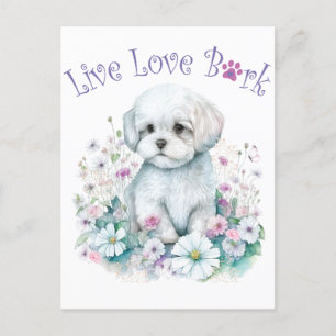 Maltese hond Mom Floral Briefkaart
