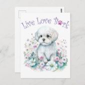 Maltese hond Mom Floral Briefkaart (Voorkant / Achterkant)