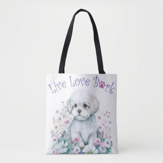 Maltese hond Mom Floral Tote Bag (Voorkant)
