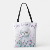 Maltese hond Mom Floral Tote Bag (Achterkant)