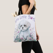 Maltese hond Mom Floral Tote Bag (Dichtbij)