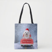Maltese hond op sneeuw in kerstmis tote bag (Voorkant)