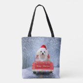Maltese hond op sneeuw in kerstmis tote bag (Achterkant)