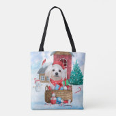 Maltese hond op sneeuwkerstmis tote bag (Achterkant)