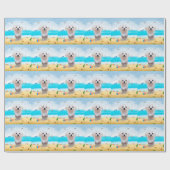 Maltese hond op strand cadeaupapier (Vlak)