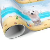 Maltese hond op strand cadeaupapier (Rol Hoek)