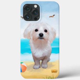Maltese hond op strand Case-Mate iPhone case