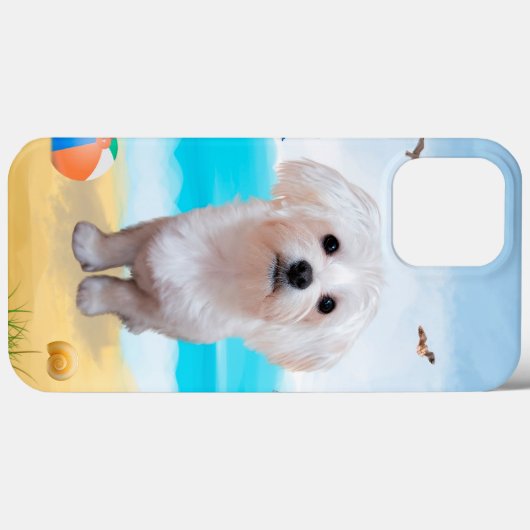 Maltese hond op strand Case-Mate iPhone case (Achterkant (horizontaal))
