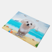 Maltese hond op strand deurmat (Schuin)