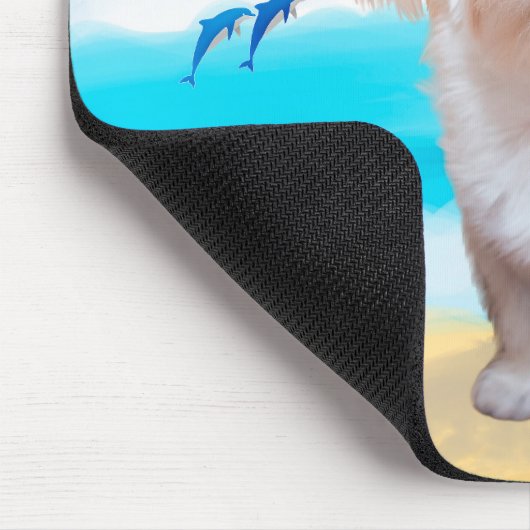 Maltese hond op strand muismat (Hoek)