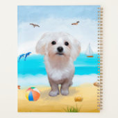 Maltese hond op strand planner (Achterkant)