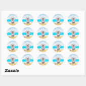 Maltese hond op strand ronde sticker (Vel)