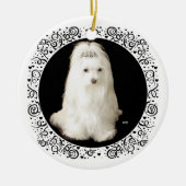Maltese hond op zwart keramisch ornament (Voorkant)