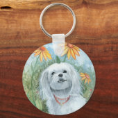 Maltese Hond Puppy Sleutelhanger van Molly Harriso (Voorkant)
