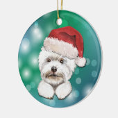 Maltese hond Red Santa Hat Kerstmis Keramisch Ornament (Links)