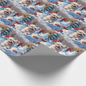 Maltese hond rent in de sneeuw met kerst Pet Cadeaupapier (Hoek)