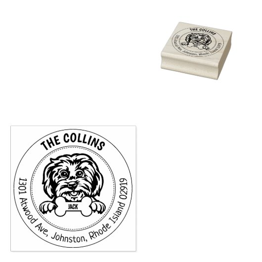 Maltese hond retour adres familie rubberstempel (Gestempeld)