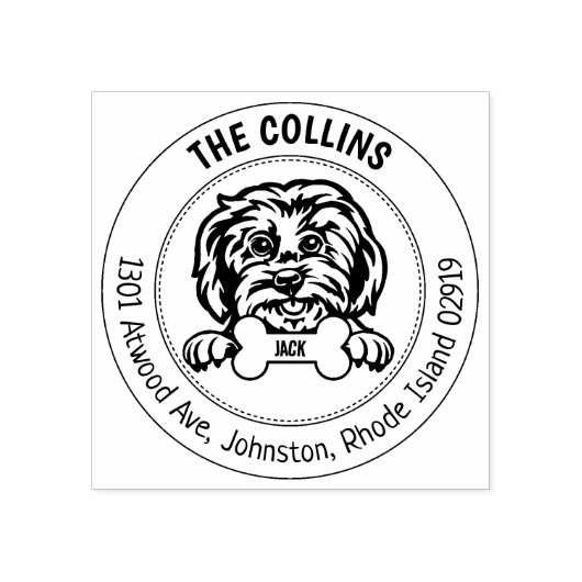 Maltese hond retour adres familie rubberstempel (Afrduk)