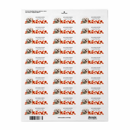 Maltese hond retour adreslabels etiket (Full Sheet)