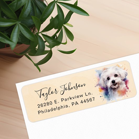 Maltese Hond Retouradres Label