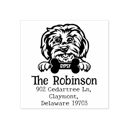 Maltese hond, retouradres, rubberstempel (Afrduk)